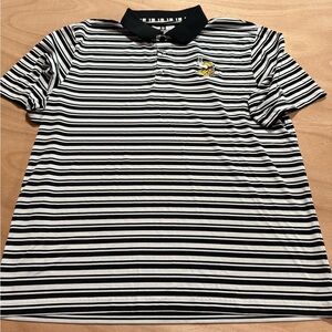 NFL Black and White Polo Shirt with Stripes